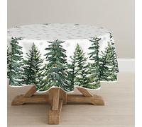 Artoid Mode Snowflakes Pine Trees Christmas Table Cloth, Round 140 cm Winter Merry Xmas Table Cover Protector For Party Home Decorations