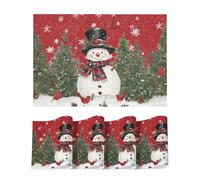 Artoid Mode Snowflakes Trees Snowman Christmas PVC Placemats Set of 4, 30 x 45cm Birds Wipeable Washable Non-Slip Place Mats for Party Dining Table