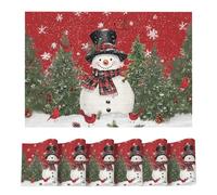 Artoid Mode Snowflakes Trees Snowman Christmas PVC Placemats Set of 6, 30 x 45cm Birds Wipeable Washable Non-Slip Place Mats for Party Dining Table