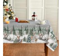 Artoid Mode Snowflakes Trees Snowman Deer Christmas Table Cloth, Rectangular 140x110 cm Xmas Table Cover Protector For Party Home Decorations