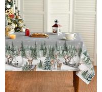 Artoid Mode Snowflakes Trees Snowman Deer Christmas Table Cloth, Rectangular 140x220 cm Xmas Table Cover Protector For Party Home Decorations