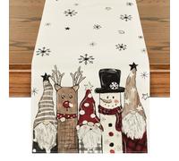 Artoid Mode Snowman Reindeer Gnomes Christmas Table Runner, Seasonal Winter Xmas Kitchen Dining Table Decoration for Home Party Decor 40x240 cm