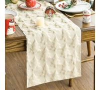 Artoid Mode Soft Plush Faux Fur Beige Pine Trees Christmas Table Runner, Seasonal Winter Kitchen Dining Table Decoration for Home Party 33x183 cm