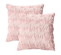 Artoid Mode Soft Plush Faux Fur Pink Pumpkins Autumn Cushion Covers Set of 2, 45x45 cm Fall Plush Decorative Pillow Case Cover Sofa Room Decor