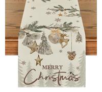 Artoid Mode Trees Deer Bells Snowflake Christmas Table Runner, Winter Merry Xmas Kitchen Dining Table Decoration for Home Party Decor 40x240 cm