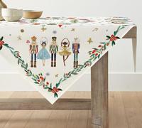 Artoid Mode Watercolor Nutcrackers Balls Christmas Table Cloth, 100x100 cm Winter Merry Xmas Decorative Table Cover For Party Home Table Decorations