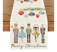 Artoid Mode Watercolor Nutcrackers Balls Merry Christmas Table Runner, Seasonal Winter Xmas Kitchen Dining Table Decoration for Home Party Decor 40x100 cm