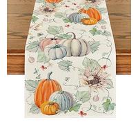 Artoid Mode Watercolor Pumpkins Leaves Sunflowers Autumn Table Runner, Seasonal Fall Kitchen Dining Table Decoration for Home Party Decor 40x300 cm