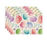 Artoid Mode Watercolour Easter Eggs Easter Set of 4 Placemats, Seasonal Spring Kitchen Table Decoration Indoor Holiday Party Decor 30x45cm