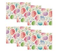 Artoid Mode Watercolour Easter Eggs Easter Set of 6 Placemats, Seasonal Spring Kitchen Table Decoration Indoor Holiday Party Decor 30x45cm