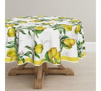 Artoid Mode Yellow Lemon Floral Summer Table Cloth, Round 120 cm Spring Decorative Table Cover Protector For Party Home Table Decorations
