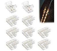 Artomnivera 10PACK COB LED Strip Connectors Set for 8mm Width 2 Pin, Solderless Strip Connectors Include 8pcs L Shape Corner and 2pcs Straight Center Connectors for Non-Waterproof Tape Lights