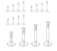 Artomnivera 16 Pack Clear Piercing Retainers Flat Top Retainers - Clear Lip Bars/Nose Studs for School & Work | Hypoallergenic Plastic Earrings (6mm 8mm 10mm 12mm Threadless)