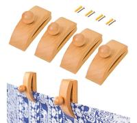 Artomnivera 4Pcs Wooden Tapestry Tongs Wall Hooks, Natural Wood Tapestry Wall Hanging Clips, Tapestry Quilt Hangers, Rustic Wooden Wall Clips for Hanging Quilts,Posters & Tapestries
