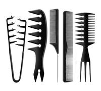 Artomnivera 5Pcs Men's Styling Comb Set - Texture Comb Wide Tooth Comb 3 in 1 Fish Comb Rat Tail Comb Classic Comb Hair Combs for Men Barber Comb Kit Black