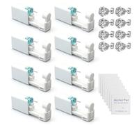 Artomnivera 8Pcs Self Ear Piercing Kit, 5mm Silver Crown Disposable Piercing Gun, Sterile Painless Ear Studs for Women Girls, At-Home Earring Piercing Set with Alcohol Pads