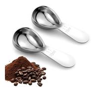 Artomnivera Stainless Steel Coffee Scoop 15ml 2 Pack - Short Handle Tablespoon Measuring Spoon Engraved Scale Mirror Finish for Coffee Beans Espresso Tea Sugar