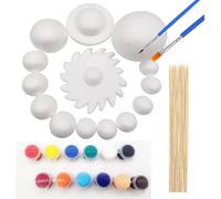 Artong Solar System Model Kit for Kids Includes 14PCS Mixed Sized Foam Balls, 12PCS Bamboo Sticks, 12 Color Pigments, 2PCS Painting Brushes for School Science Projects and DIY Planet Handcraft