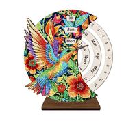ARTopet DIY Diamond Perpetual Calendar Diamond Art Painting Wooden Manual Rotating Calendar Ornament Desk Round Perpetual Calendar Single Sided Diamond Tabletop Ornaments for Home Decor-Hummingbird