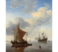 ARToPHIIU Abstract Art Picture Art Print Poster Painting for Wall a Calm a Smalschip and a Kaag At Anchor with an English Man O by Willem Van De Velde Painting on Canvas for Home Decor 60x90cm