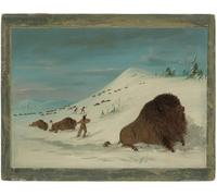 ARToPHIIU Abstract Art Picture Art Print Poster Painting for Wall Animal Lancing in the Snow Drifts Sioux by George Catlin Painting on Canvas for Home Decor 60x90cm