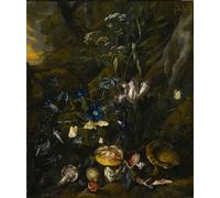 ARToPHIIU Abstract Art Picture Art Print Poster Painting for Wall Forest Floor Still Life with Flowers Mushrooms Butterflies a Snake and a Dragonfly by Otto Marseus Van Schrieck for Home Decor 60x90cm