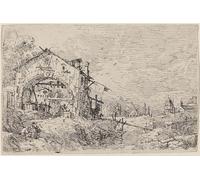 ARToPHIIU Abstract Art Picture Art Print Poster Painting for Wall Landscape with a Woman At a Well by Canaletto Painting on Canvas for Home Decor 60x90cm