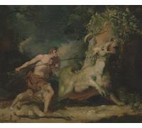ARToPHIIU Abstract Art Picture Art Print Poster Painting for Wall Man Attacking a Monster by Mortimer Painting on Canvas for Home Decor 60x90cm