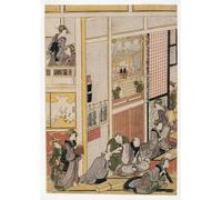 ARToPHIIU Abstract Art Picture Art Print Poster Painting for Wall New Years Days of the Teahouse Ogi-ya by Katsushika Hokusai Painting on Canvas for Home Decor 60x90cm