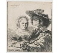 ARToPHIIU Abstract Art Picture Art Print Poster Painting for Wall Self-portrait with saskia by Rembrandt van Rijn Painting on Canvas for Home Decor 60x90cm