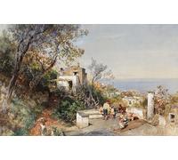 ARToPHIIU Abstract Art Picture Art Print Poster Painting for Wall View Over the Bay of Naples by Oswald Achenbach Painting on Canvas for Home Decor 60x90cm