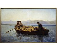 ARToPHIIU Famous Painting Picture Art Print Artwork Picture Change of Grazing Shepherds Boarded the Herd of Sheep to Take Them to the Other Shore by Rosa Bonheur for Home Decor 60x90cm