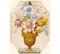 ARToPHIIU Famous Painting Picture Art Print Artwork Picture Flowers in a Vase Which Stands on a Marble Ledge with a insect Resting on the Flower by Nicolas Robert for Home Decor 60x90cm