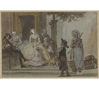 ARToPHIIU Famous Painting Picture Art Print Artwork Picture Hurdy Gurdy in Front of a Listening Family on the Sidewalk by Cornelis Troost Poster Painting Art for Home Decor 60x90cm