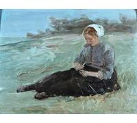 ARToPHIIU Famous Painting Picture Art Print Artwork Picture On the beach by Max Liebermann Poster Painting Art for Home Decor 60x90cm