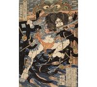 ARToPHIIU Famous Painting Picture Art Print Artwork Picture One Hundred and Eight Heroes From the Chinese Tale the Water Margin Zhang Shun by Utagawa Kuniyoshi for Home Decor 60x90cm