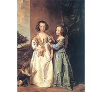 ARToPHIIU Famous Painting Picture Art Print Artwork Picture Portrait of Philadelphia and Elisabeth Cary by Sir Antony Van Dyck Poster Painting Art for Home Decor 60x90cm