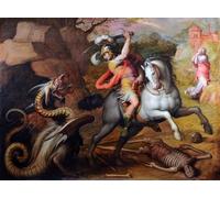 ARToPHIIU Famous Painting Picture Art Print Artwork Picture St George and the Dragon by Giorgio Vasari Poster Painting Art for Home Decor 60x90cm