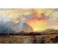ARToPHIIU Famous Painting Picture Art Print Artwork Picture Sunset Vespers At the Old Rugged Cross by Moran Poster Painting Art for Home Decor 60x90cm