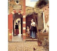 ARToPHIIU Famous Painting Picture Art Print Artwork Picture the Courtyard of a House in Delft by Pieter De Hooch Poster Painting Art for Home Decor 60x90cm