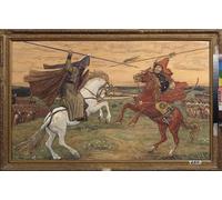 ARToPHIIU Famous Painting Picture Art Print Artwork Picture the Duel of Alexander Peresvet and the Tatar Chelibey on the Plain of Kulikovo Poster Painting Art for Home Decor 60x90cm