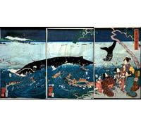 ARToPHIIU Famous Painting Picture Art Print Artwork Picture the Flourishing of Seven Coasts with Big Fish by Utagawa Kuniyoshi Poster Painting Art for Home Decor 60x90cm
