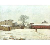 ARToPHIIU Famous Painting Picture Art Print Artwork Picture Under the Snow Farmyard in Marlyle Roi by Alfred Sisle Poster Painting Art for Home Decor 60x90cm