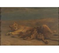 ARToPHIIU Famous Painting Picture Art Print Canvas Prints Art a Lioness with Four Lactating Cubs Called mother Love by es Swan Oil Painting Artwork for Home Decor 60x90cm