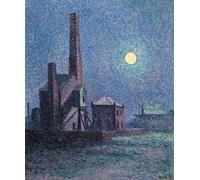ARToPHIIU Famous Painting Picture Art Print Canvas Prints Art Factory in the Moonlight by Maximilien Luce Oil Painting Artwork for Home Decor 60x90cm
