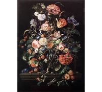 ARToPHIIU Famous Painting Picture Art Print Canvas Prints Art Flowers in Glass and Fruits by Jan Davidsz De Heem Oil Painting Artwork for Home Decor 60x90cm