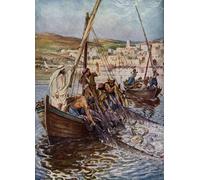 ARToPHIIU Famous Painting Picture Art Print Canvas Prints Art Four Fishermen Are As Disciples Bible by William Brassey Hole Oil Painting Artwork for Home Decor 60x90cm