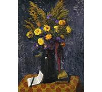 ARToPHIIU Famous Painting Picture Art Print Canvas Prints Art French Marigold Purple Daisies and Golden Sheaves by Felix Edouard Vallotton Oil Painting Artwork for Home Decor 60x90cm