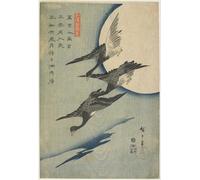 ARToPHIIU Famous Painting Picture Art Print Canvas Prints Art Geese Against the Moon by Utagawa Hiroshige Oil Painting Artwork for Home Decor 60x90cm