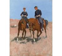ARToPHIIU Famous Painting Picture Art Print Canvas Prints Art Mckeever and Lt Edgar Wheelock by Frederic Remington Oil Painting Artwork for Home Decor 60x90cm